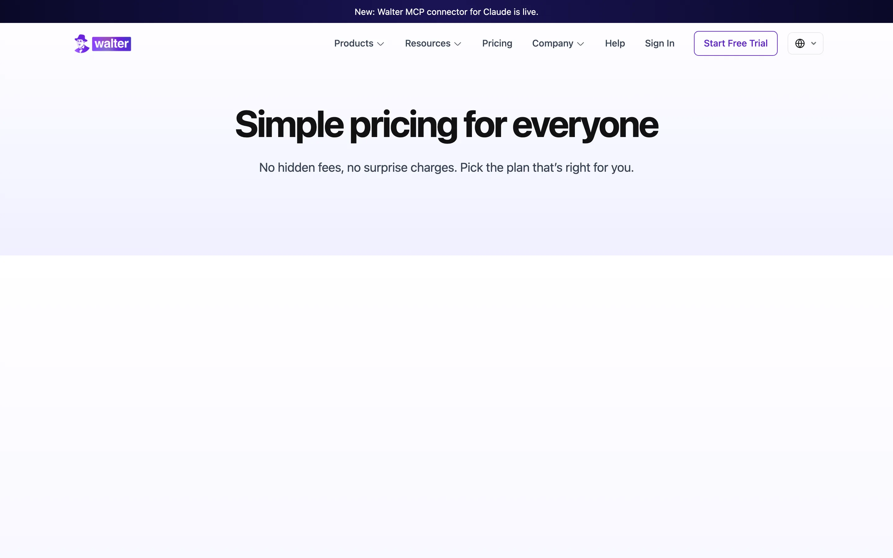 Walter Writes AI pricing showing Starter at $8 a month for 30,000 words, Pro at $13 for 70,000, Elite at $26 for 200,000 and Teams at $99 for 500,000 words a month.