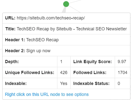 Official Sitebulb screenshot showing URL details inside a visualization.