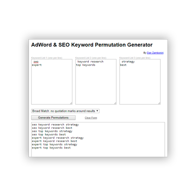 AdWord & SEO Keyword Permutation Generator