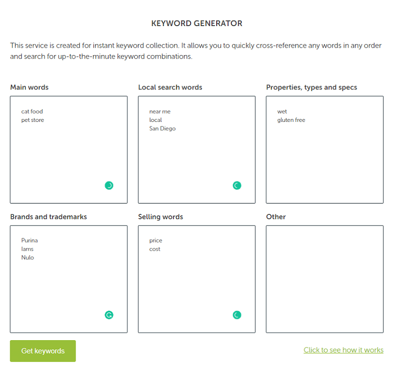 Keyword generator to source inspiration