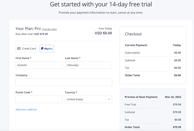 two-week free trial to access