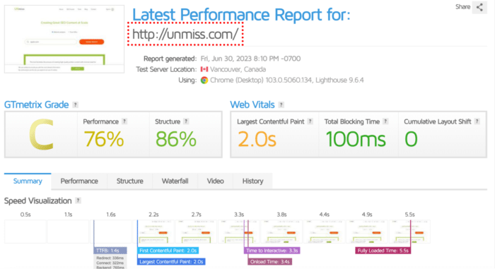 GTmetrix (SEO Audit Tool) - Northward